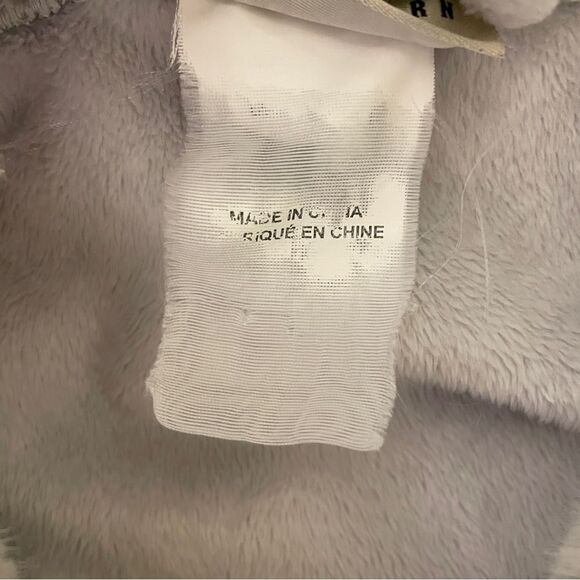 Pottery Barn Faux Fur Trim Robe With Pockets and Sash Belt Gray Size Large - Picture 11 of 13